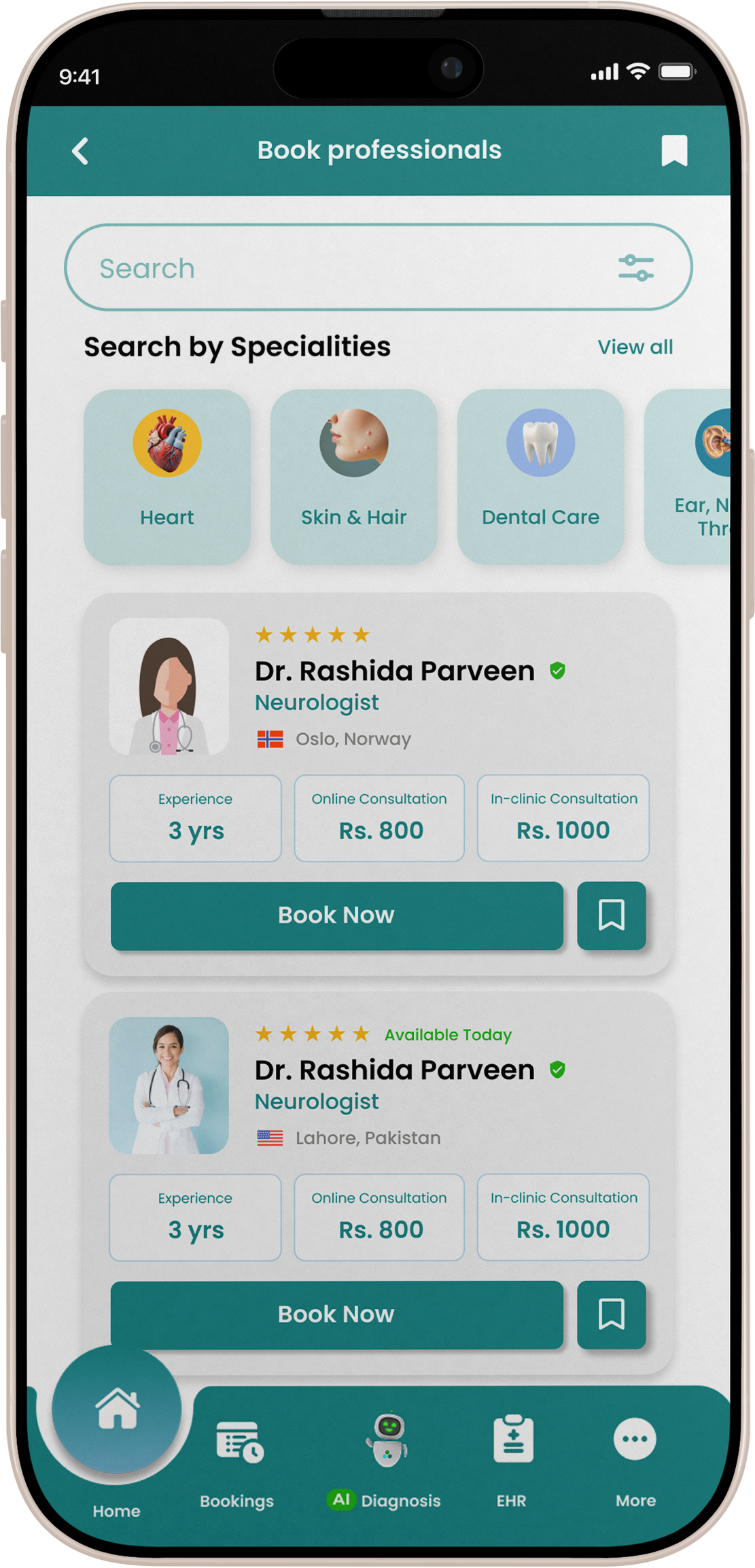 Book medical specialists