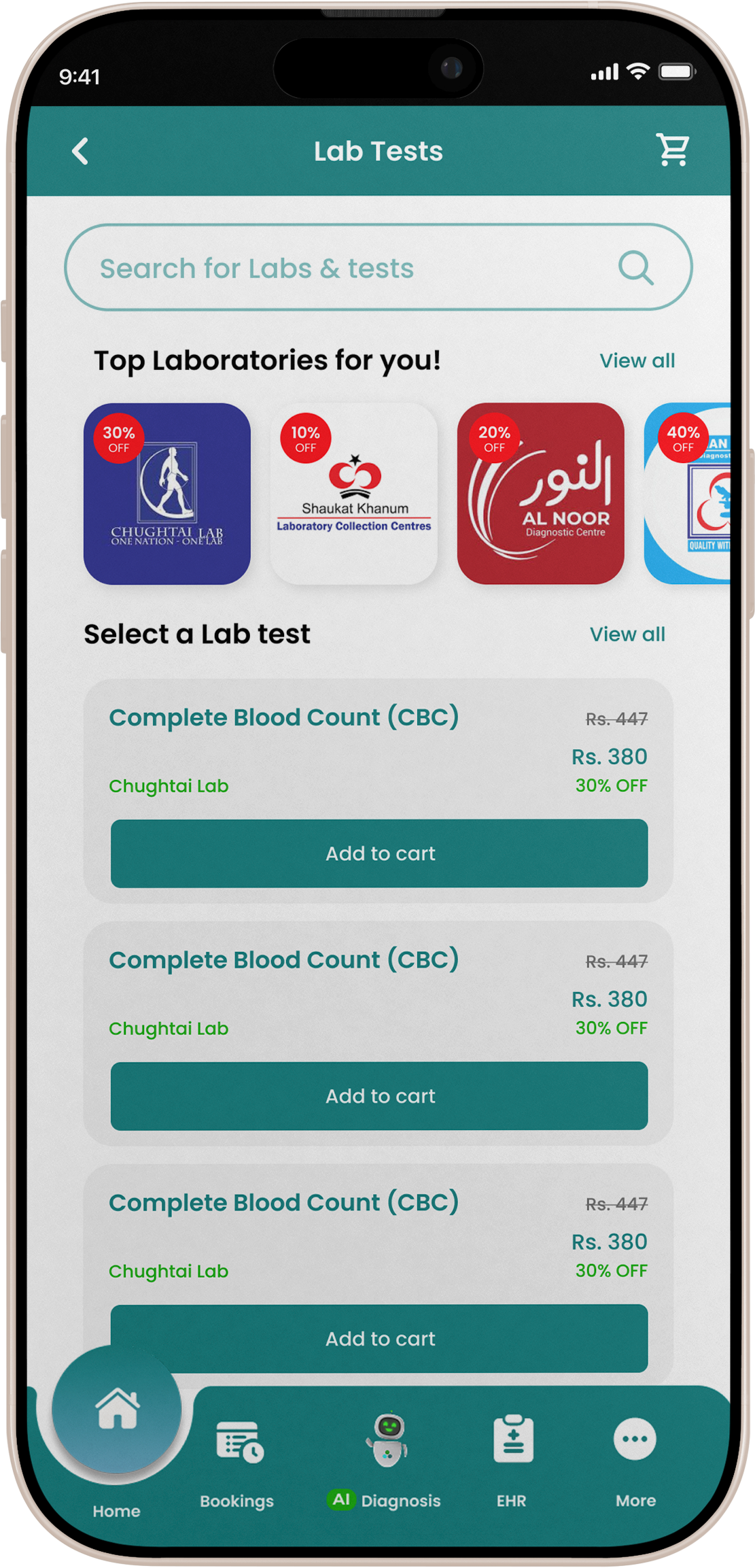 Lab tests booking