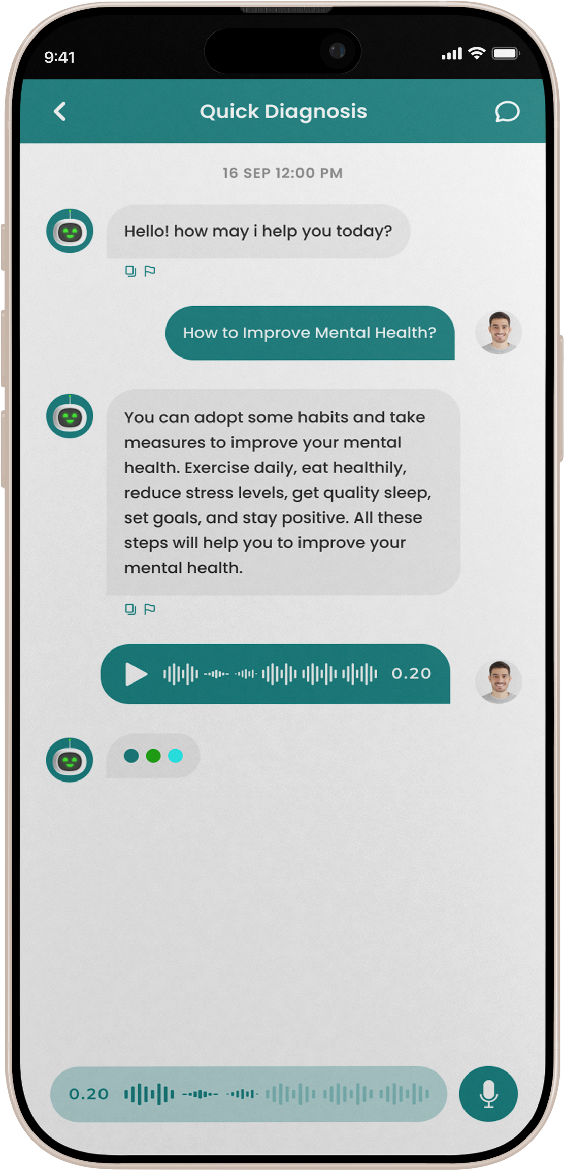 AI diagnosis chat interface